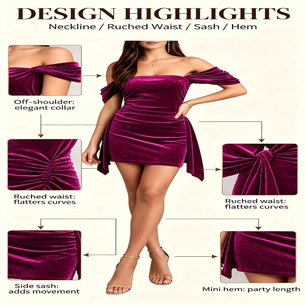 Velvet Off-Shoulder Party Dress