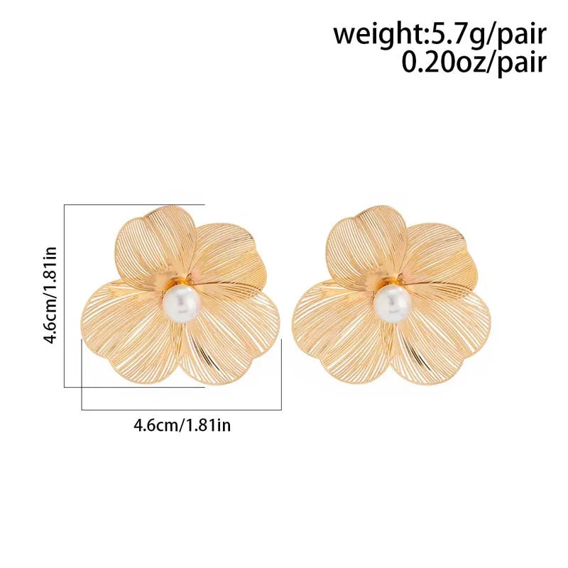 Vintage Metal Flower Stud Earrings