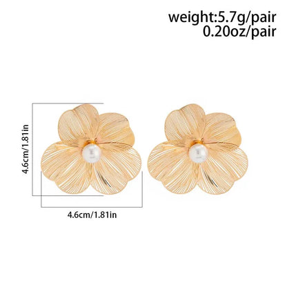 Vintage Metal Flower Stud Earrings