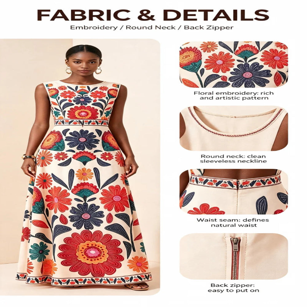 Floral Embroidered Maxi Dress