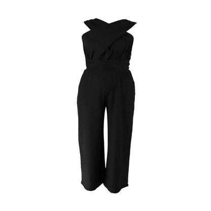 Fashion Tie-Waist V-Neck Jumpsuit