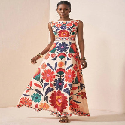 Floral Embroidered Maxi Dress