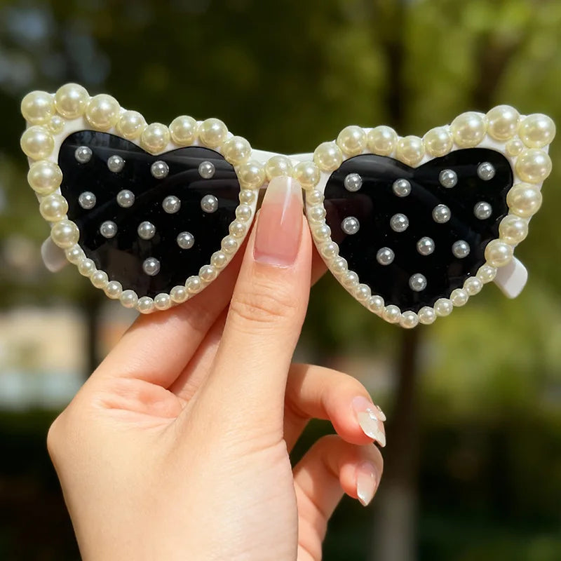 Pearl Decor Heart Sunglasses