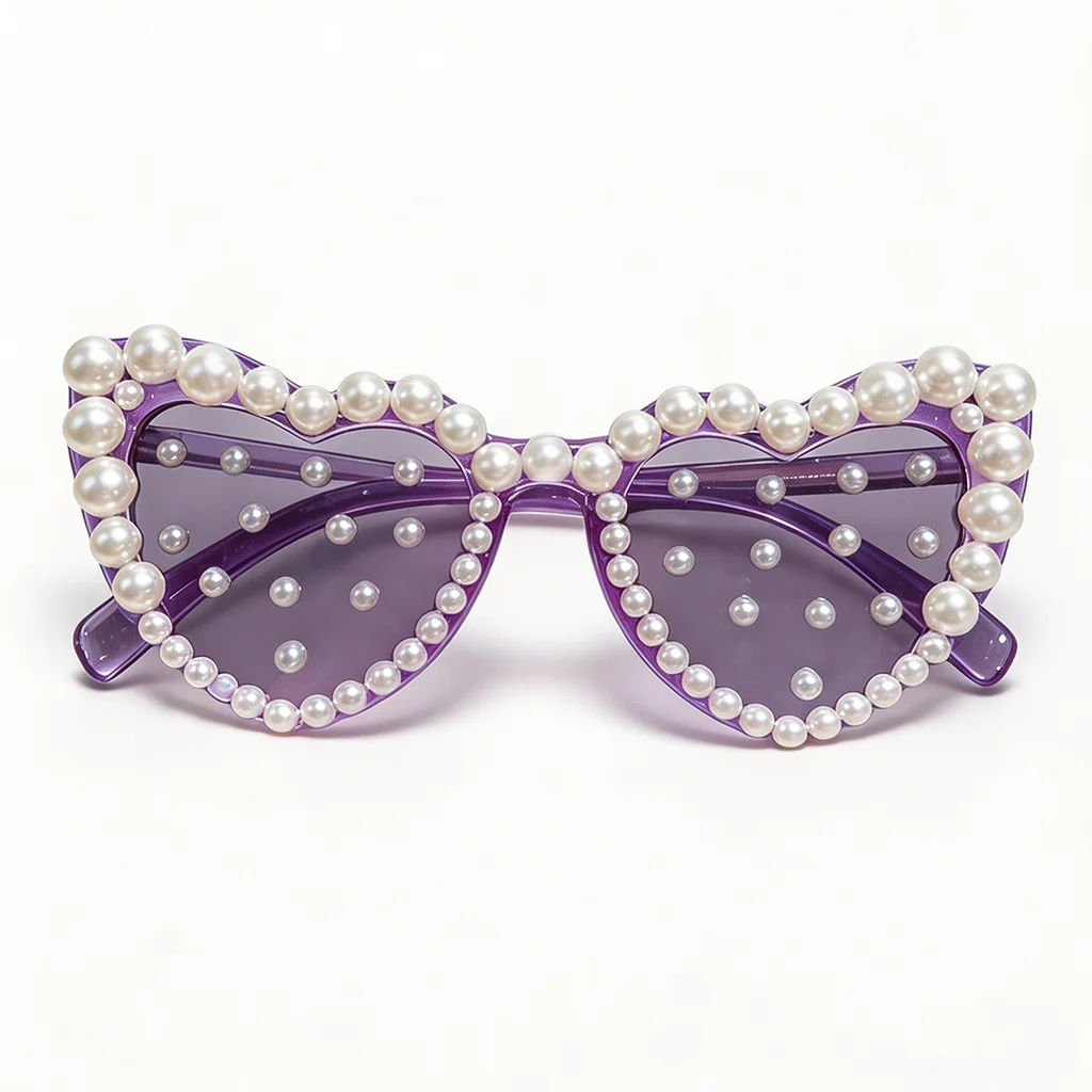 Pearl Decor Heart Sunglasses