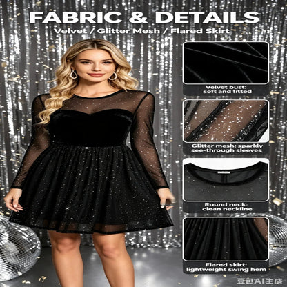 Women’s Sparkle Velvet Evening Dress