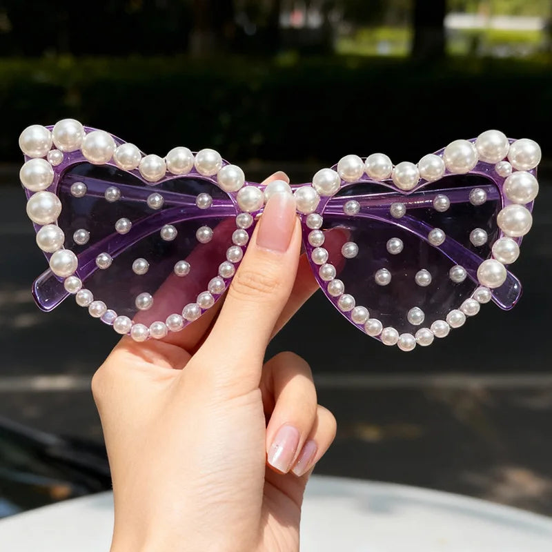 Pearl Decor Heart Sunglasses