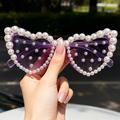 Pearl Decor Heart Sunglasses