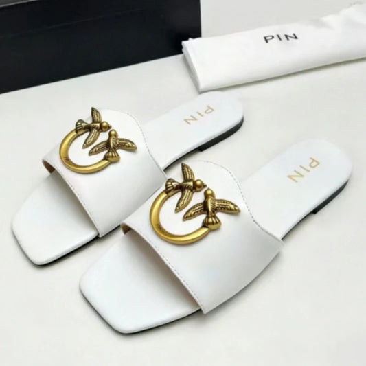 Elegant Square Toe Slide Sandals