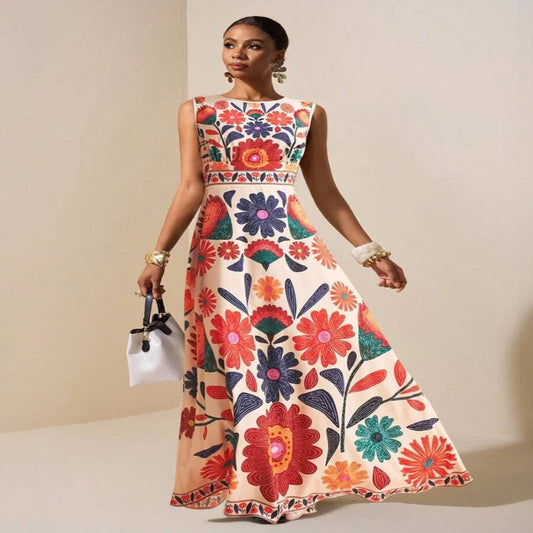 Floral Embroidered Maxi Dress